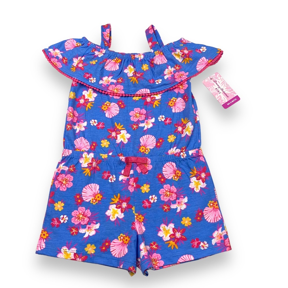 Girls Tommy Bahama Blue Tropical Romper Sz S